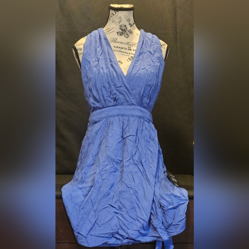 Lulu's Blue Backless V-Neck Summer Dress